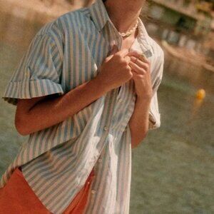 Sezane Laurine Shirt Blue Stripe Blue / Ecru - Size S